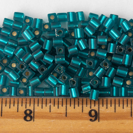 4mm Miyuki Cube Beads  - Silver Lined Teal - 20 or 60 grams