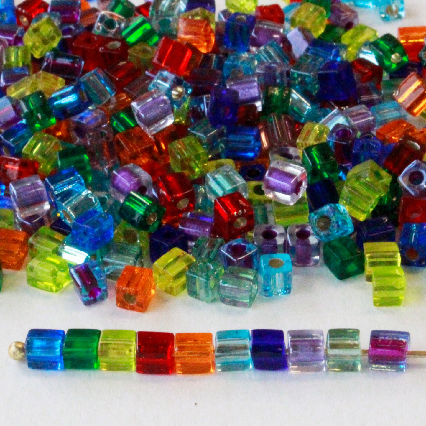 4mm Miyuki Cube Beads  - Jewel Tones - 20 or 60 grams