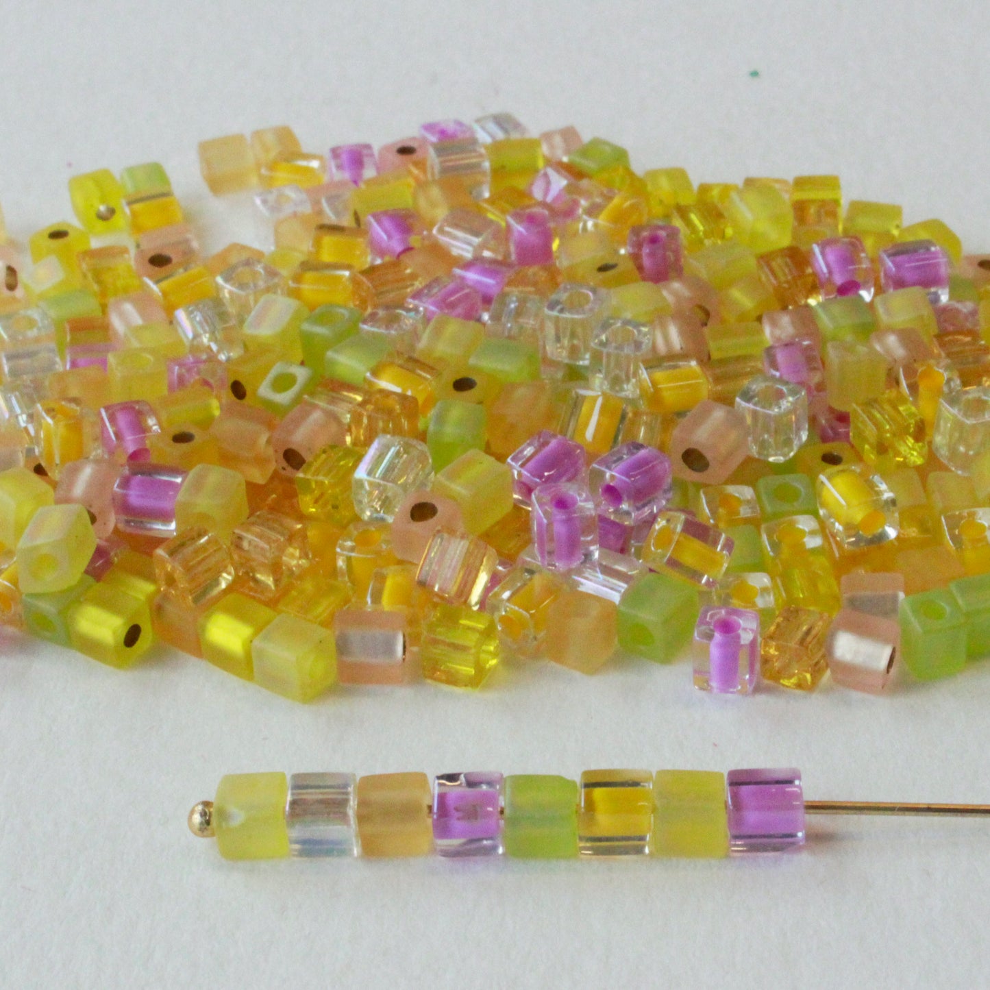 4mm Miyuki Cube Beads  - Lemon Twist - 20 or 60 grams