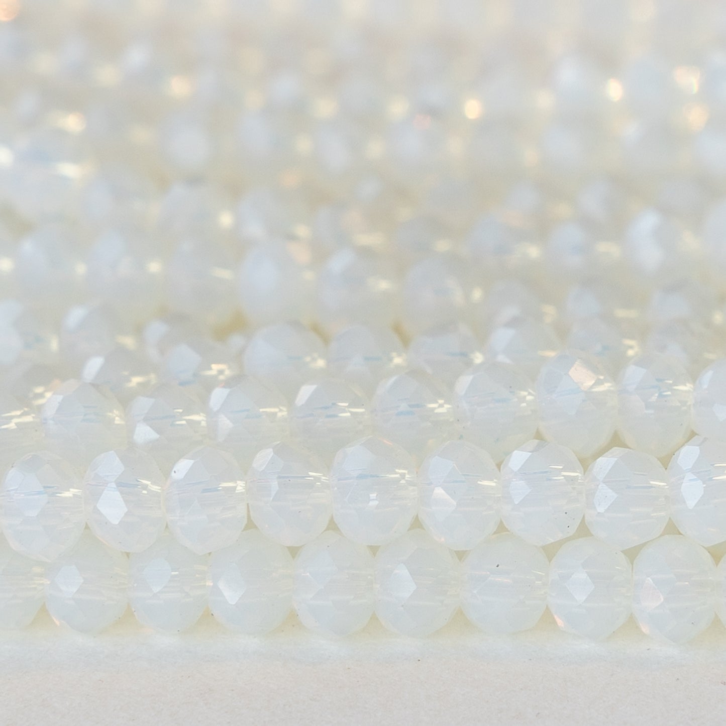 4mm Faceted Crystal Glass Round Rondelles - Opaline - 16 inches