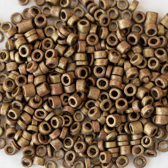 2-4mm Matte Glazed Ceramic Seed Beads - Earthy Gold Matte - 10 or 20 grams
