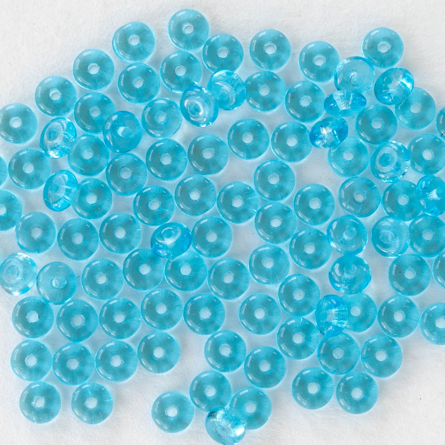 4mm Rondelle Beads - Aqua - 100 beads