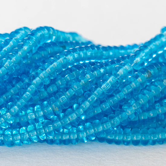 4mm Rondelle Beads - Aqua - 100 beads