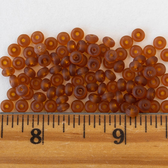 Load image into Gallery viewer, 4mm Rondelle Beads - Dark  Amber Matte - 100 beads
