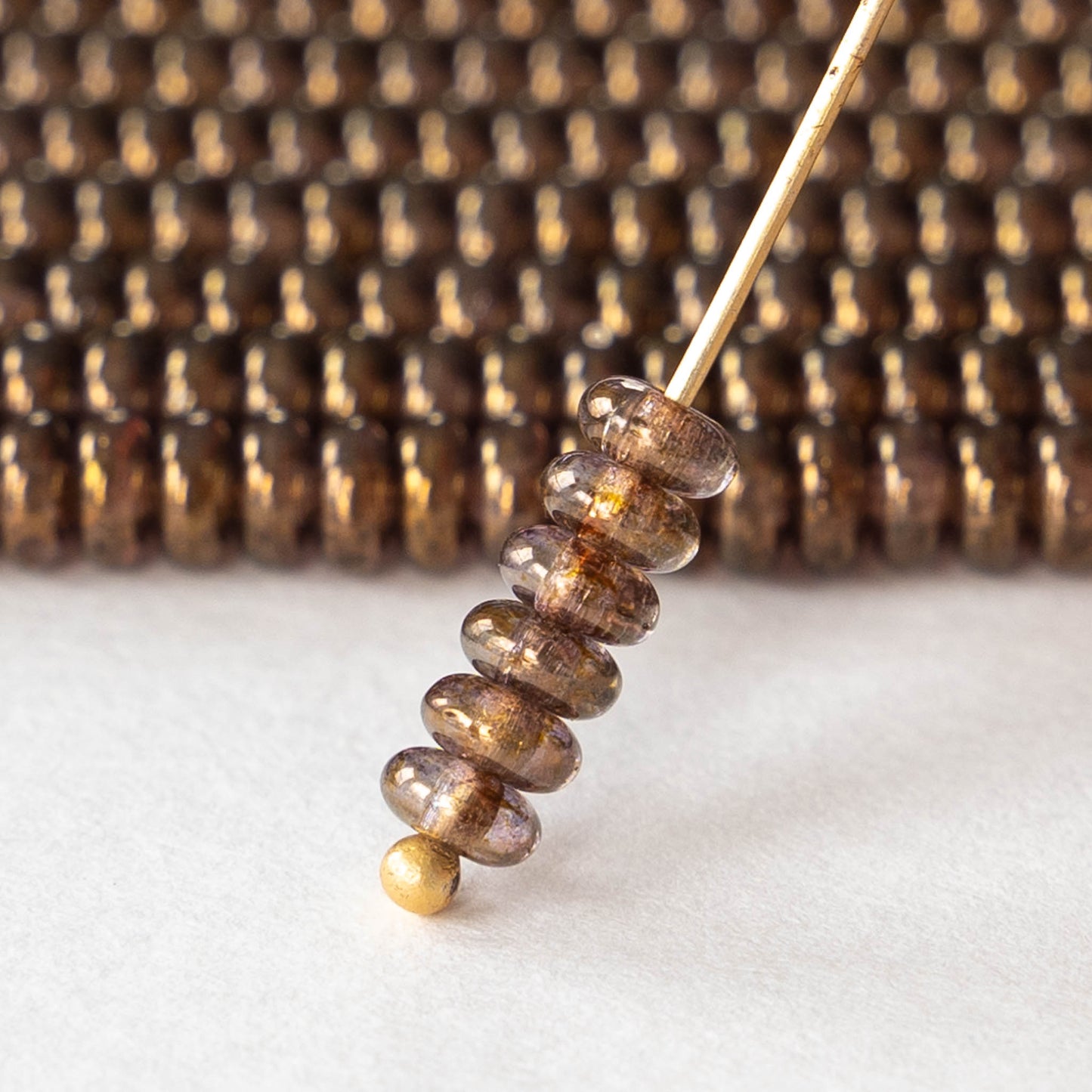 4mm Rondelle Beads - Bronze Luster - 100 Beads