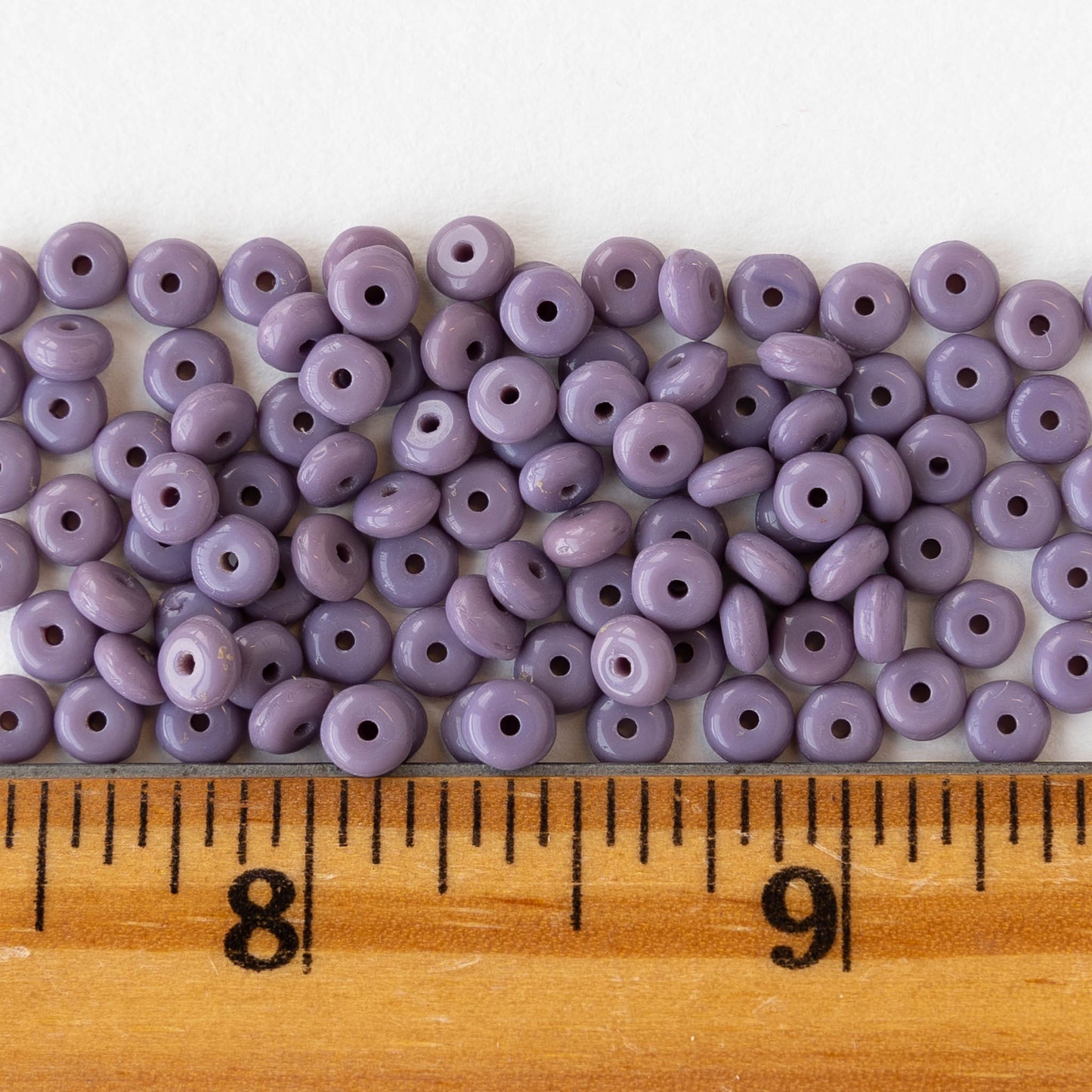 4mm Glass Rondelle Beads - Opaque Lavender - 100 Beads