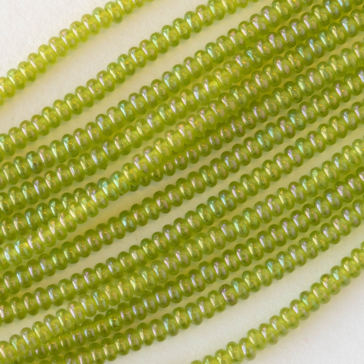 3mm Rondelle Beads - Peridot Luster AB - 100 Beads