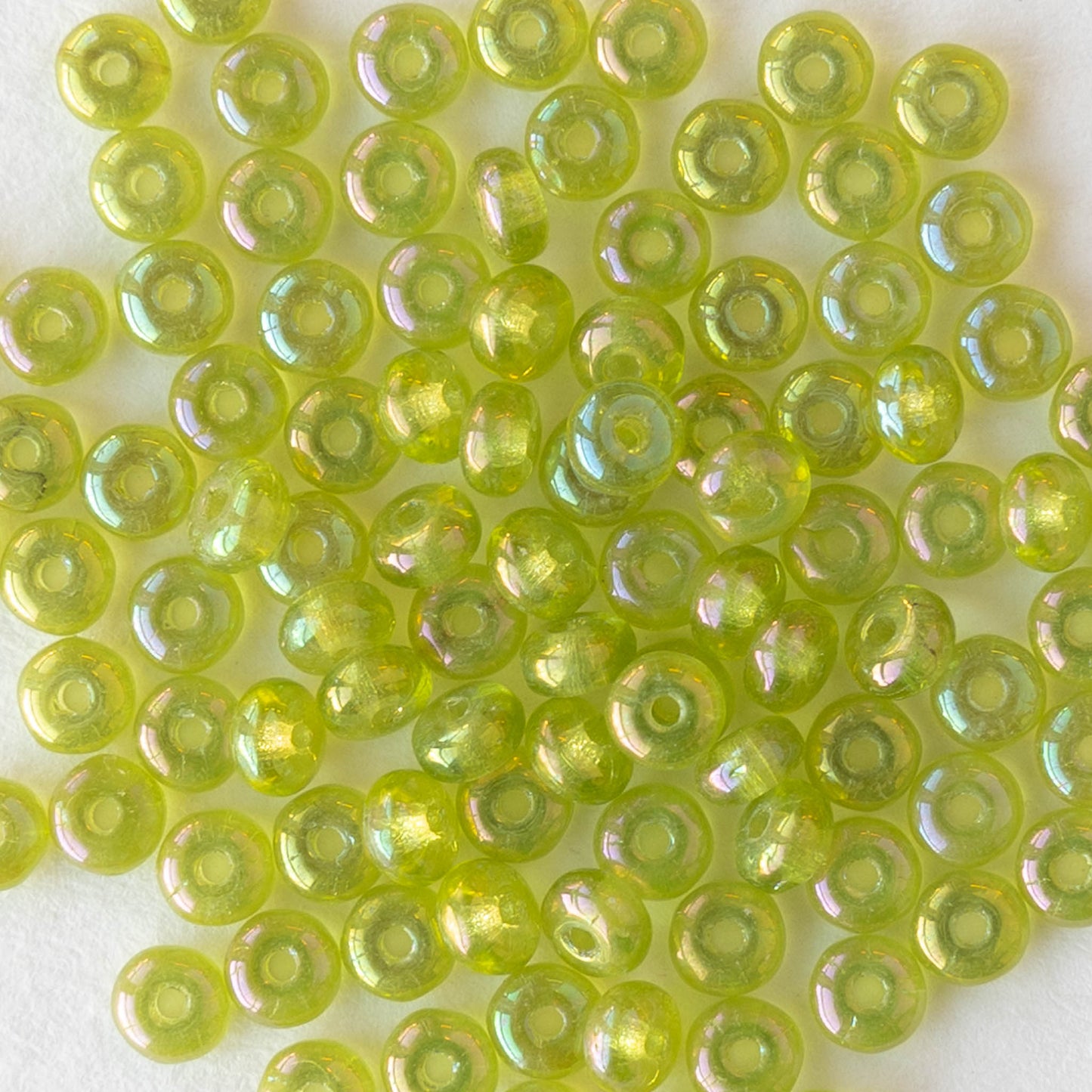 3mm Rondelle Beads - Peridot Luster AB - 100 Beads