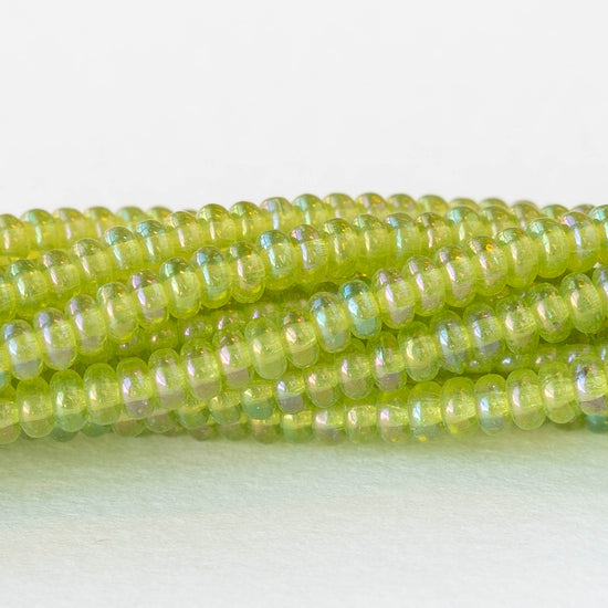 3mm Rondelle Beads - Peridot Luster AB - 100 Beads