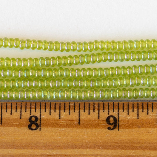 3mm Rondelle Beads - Peridot Luster AB - 100 Beads