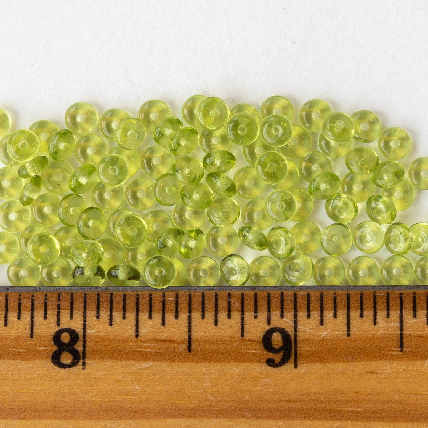 4mm Rondelle Beads - Olivine - 100 Beads