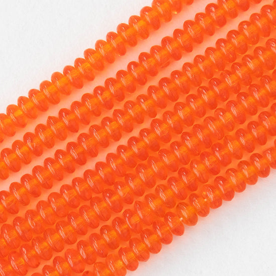 4mm Rondelle Beads - Orange Hyacinth - 100 beads