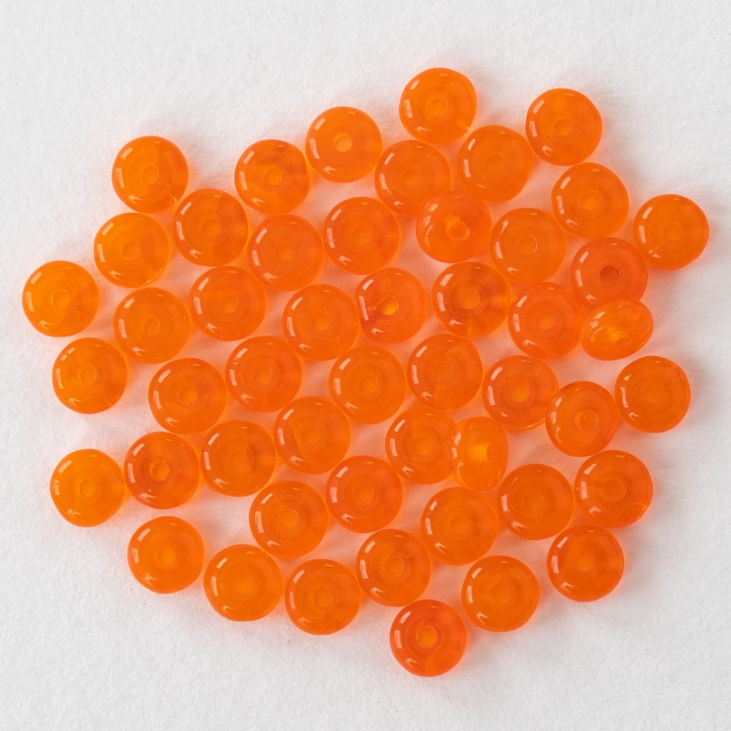 4mm Rondelle Beads - Orange Opaline Hyacinth - 100 beads