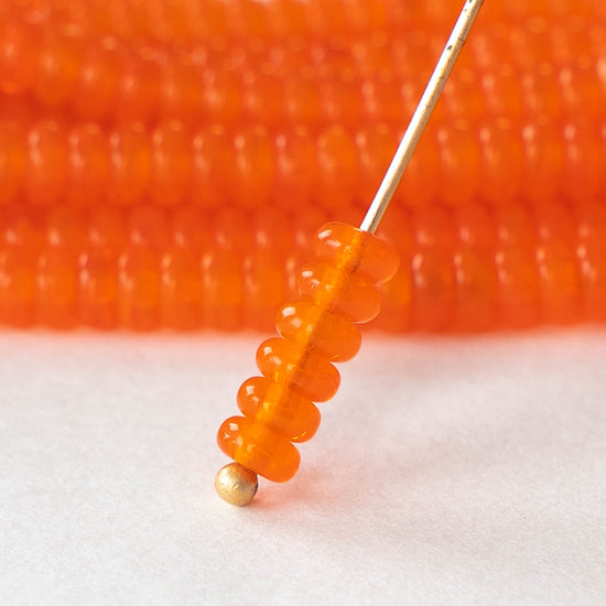 4mm Rondelle Beads - Orange Opaline Hyacinth - 100 beads
