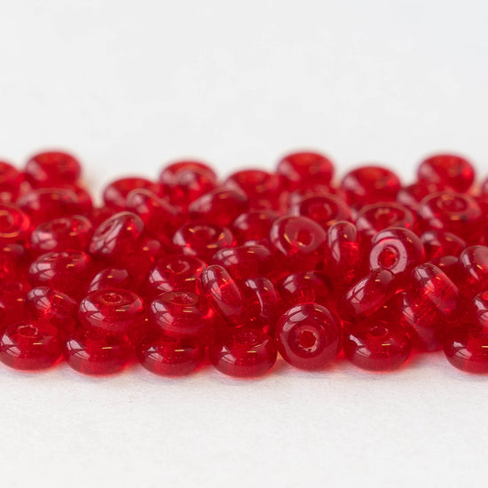 4mm Rondelle Beads - Red - 100 Beads