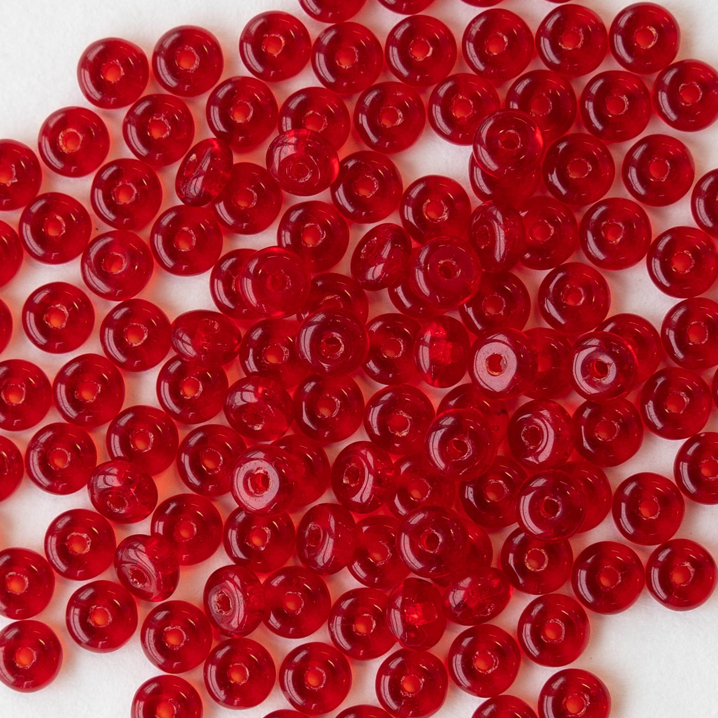 4mm Rondelle Beads - Red - 100 Beads