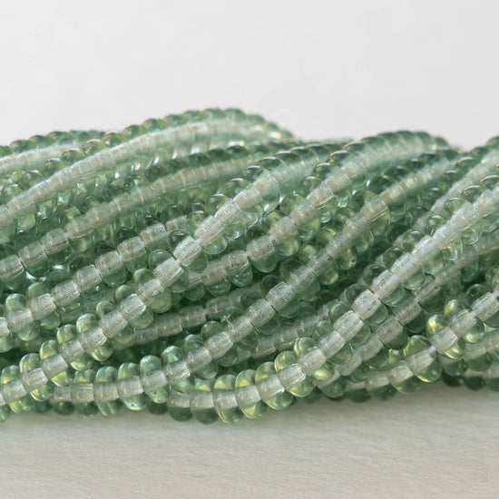 4mm Glass Rondelle Beads - Coke Bottle Green - 100 beads