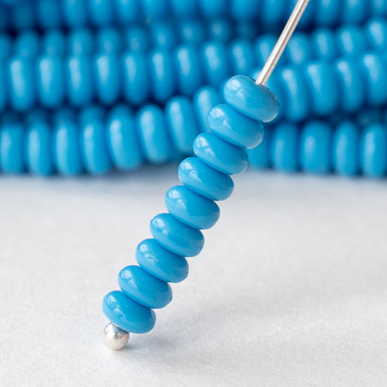 4mm Rondelle Beads - Blue Turquoise - 100 Beads