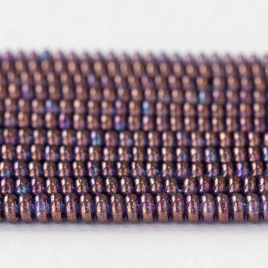 4mm Rondelle Beads - Purple Luster - 100 Beads