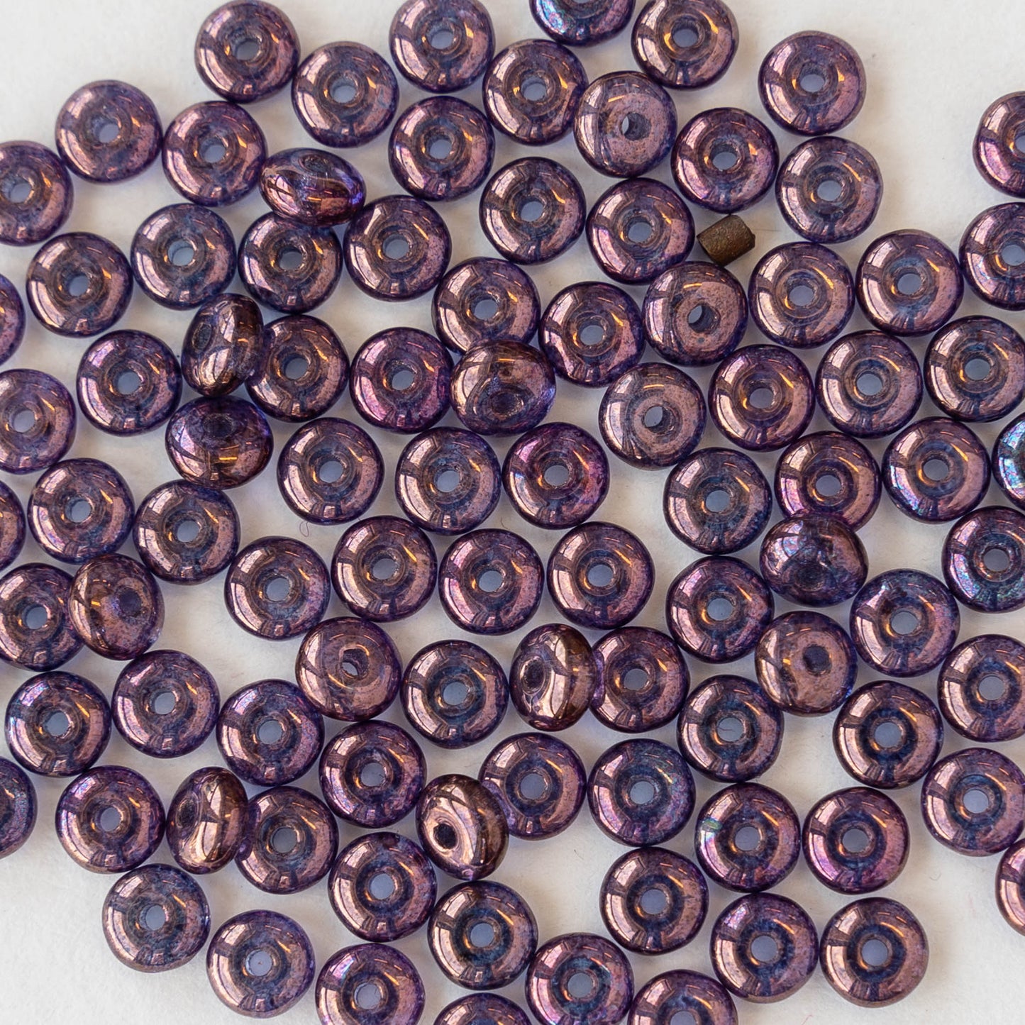 4mm Rondelle Beads - Purple Luster - 100 Beads