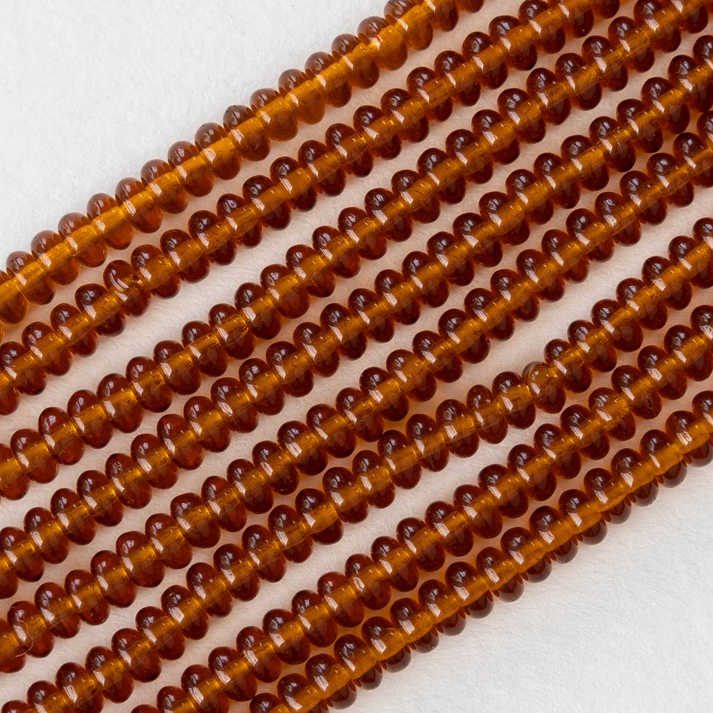 4mm Rondelle Beads - Dark  Amber - 100 beads