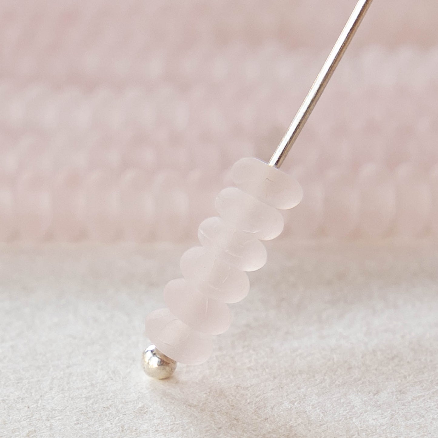 4mm Rondelle Beads - Frosted Light Pink Rose - 100 Beads