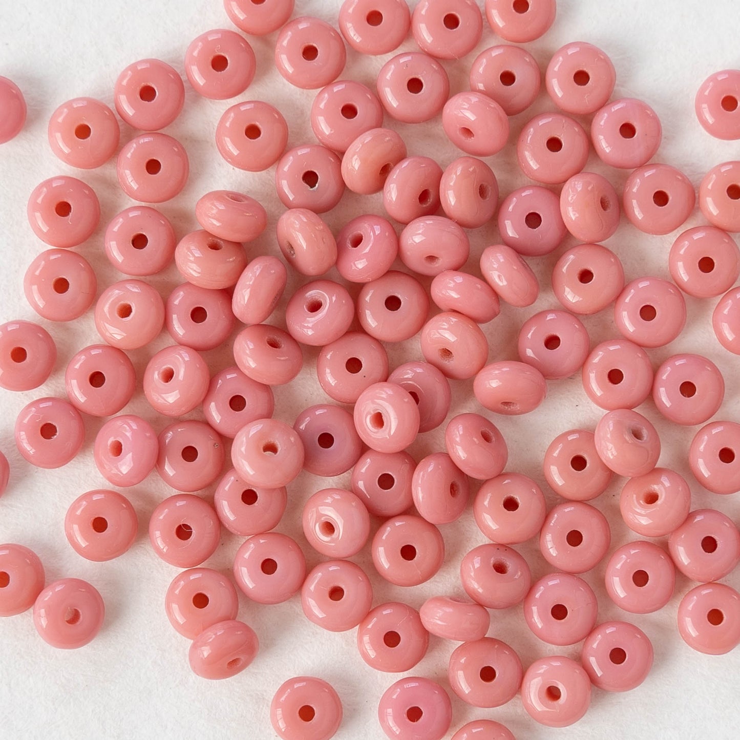 4mm Rondelle Beads - Opaque Dusty Pink - 50 beads