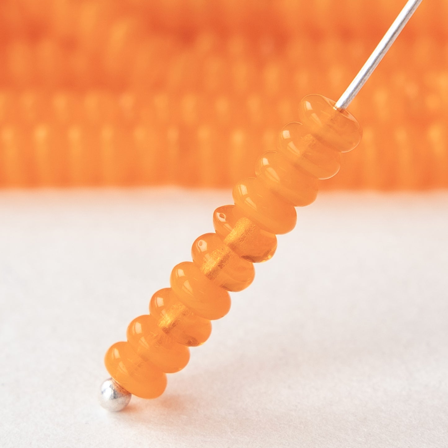 4mm Rondelle Beads - Opaline Tangerine - 100 Beads