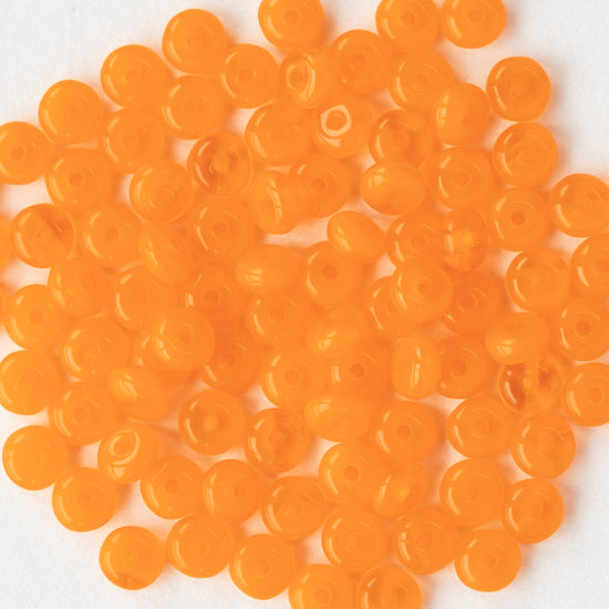4mm Rondelle Beads - Opaline Tangerine - 100 Beads