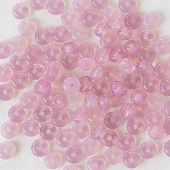 4mm Rondelle Beads - Pink Opaline - 100 beads