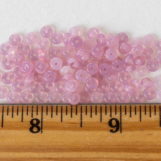 4mm Rondelle Beads - Pink Opaline - 100 beads