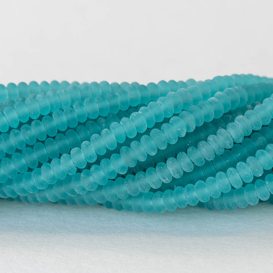 Load image into Gallery viewer, 4mm Frosted Glass Rondelle Beads - Seafoam Green - 100 Beads
