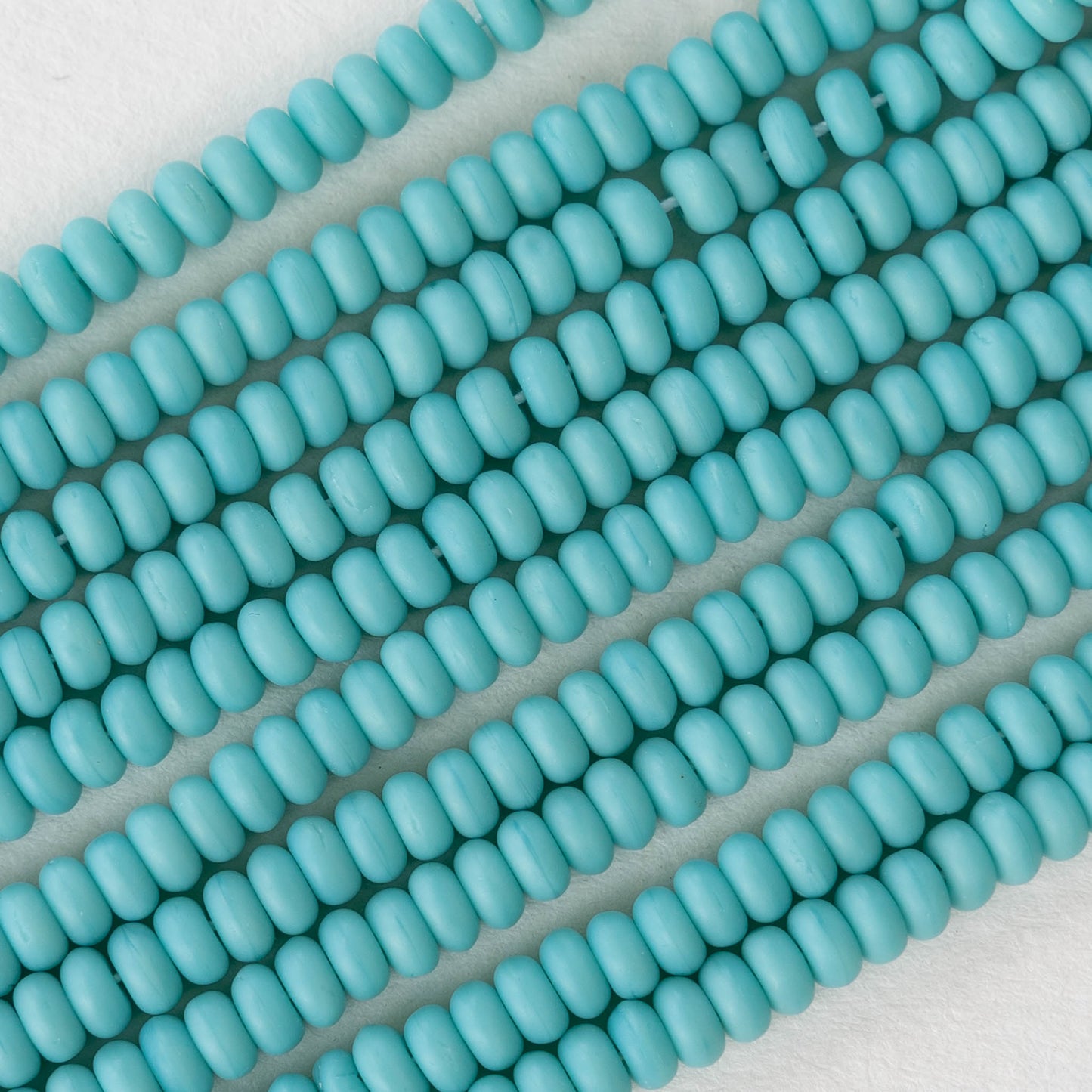 4mm Rondelle Beads - Lt. Blue Turquoise Matte - 100 Beads