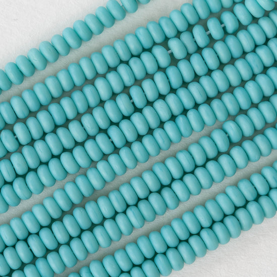 4mm Rondelle Beads - Lt. Blue Turquoise Matte - 100 Beads