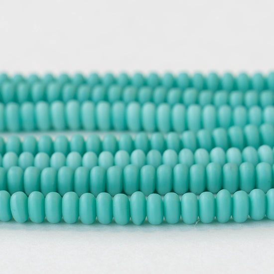 4mm Rondelle Beads - Turquoise Matte - 100