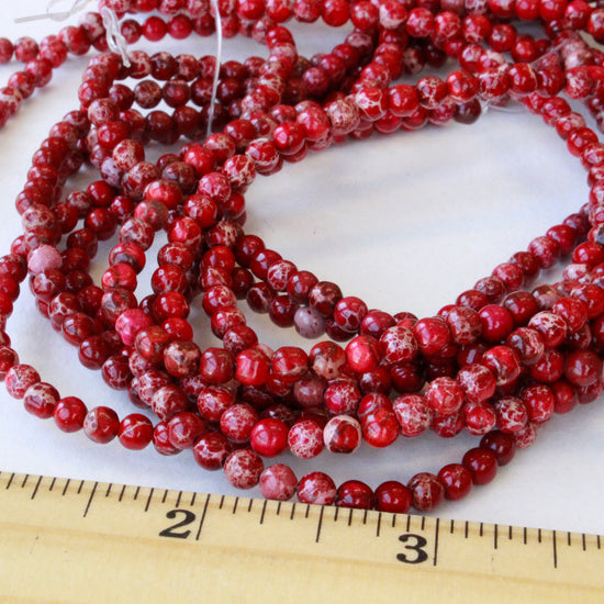 Load image into Gallery viewer, 4mm Round Aqua Terra Jasper - Cherry Red - 16 inches
