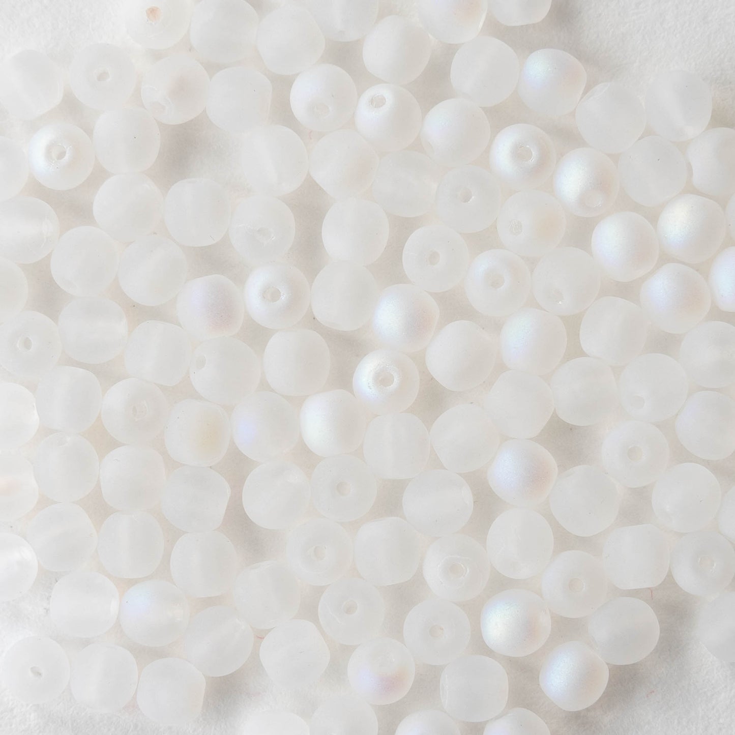 4mm Round Glass Beads - Crystal Matte AB - 100 Beads