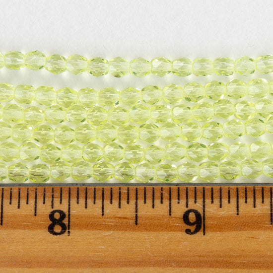 4mm Round Firepolished Beads - Jonquil Yellow - 100 Beads