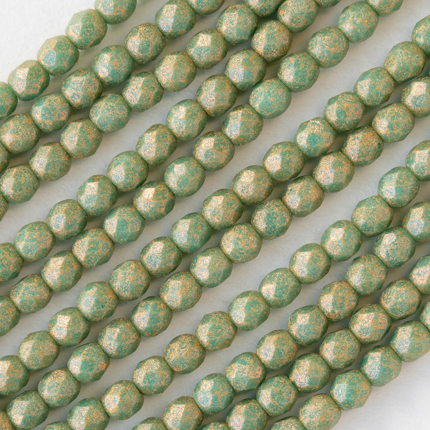 4mm Round Firepolished Beads - Antique Turquoise Shimmer - 50 beads
