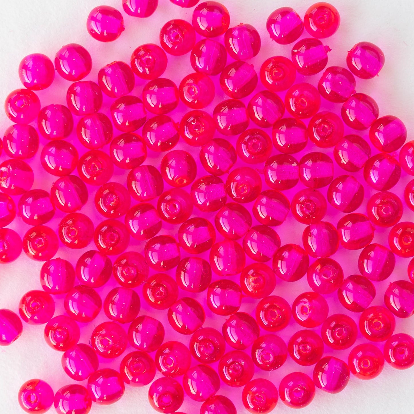 4mm Round Glass Beads - Transparent Pink Beads - Czech Glass Beads –  funkyprettybeads