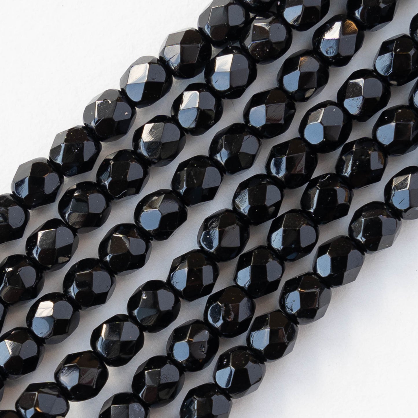 4mm Round Beads Firepolished - Black - 120 Beads