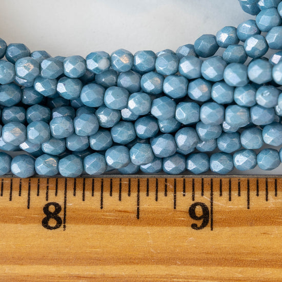 Load image into Gallery viewer, 4mm Round Firepolished Beads - Slate Blue Luster - 50 Beads
