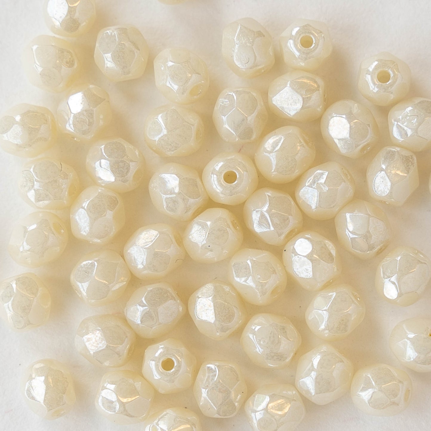 Load image into Gallery viewer, 4mm Round Firepolished Beads - Ivory Luster- 50 Beads
