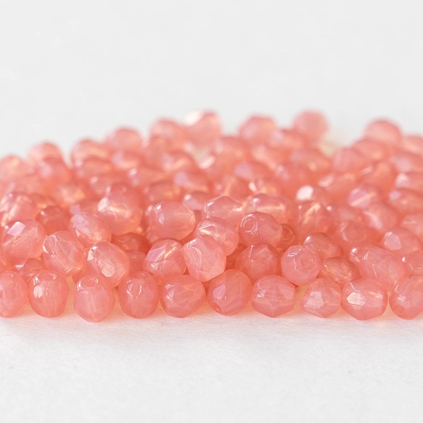 4mm Round Glass Beads - Opaline Rose - 100 Beads