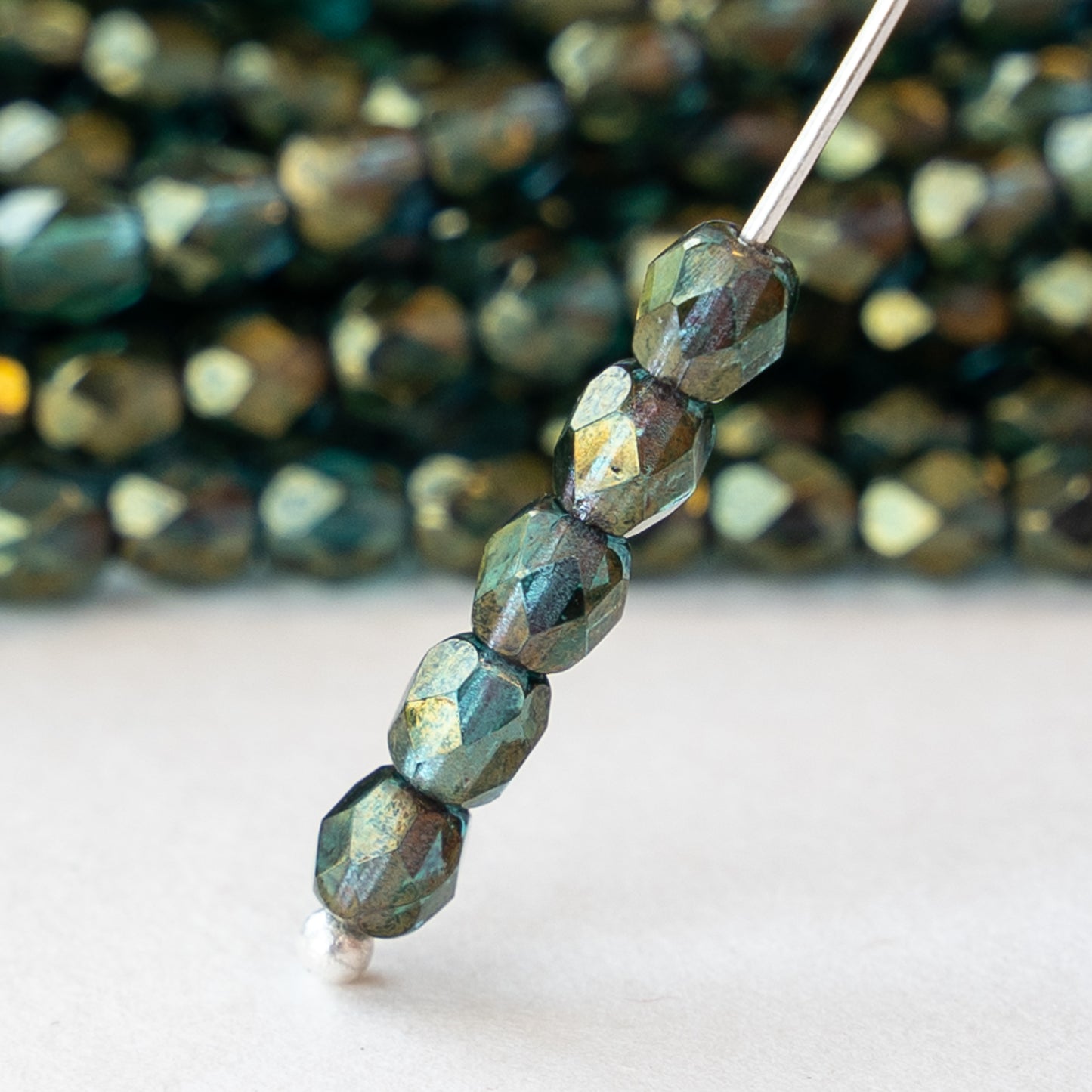 Load image into Gallery viewer, 4mm Round Firepolished Beads - Deep Teal Luster - 50 beads
