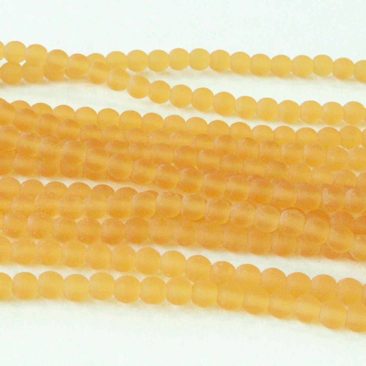 4mm Round Glass Beads - Light Amber Matte - 100 Beads