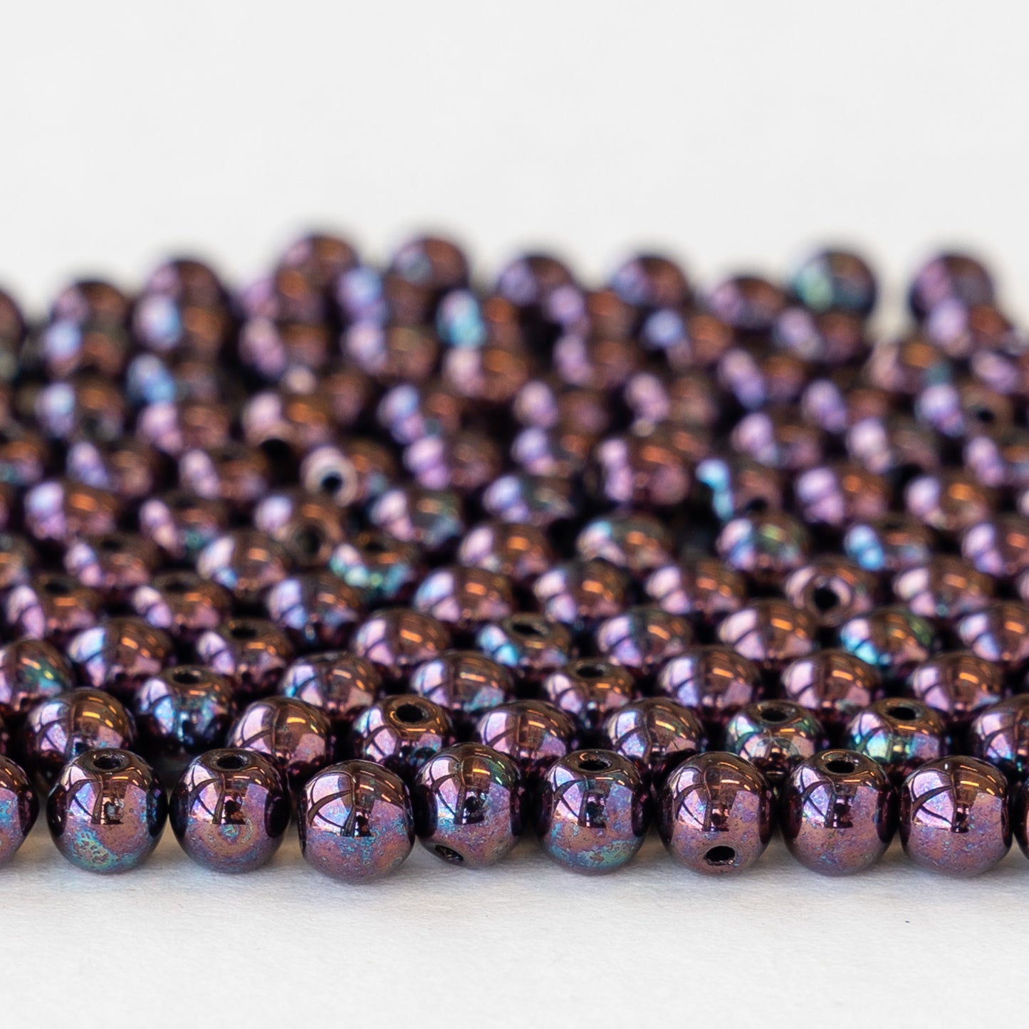 4mm Round Glass Beads - Deep Eggplant Purple - 100 Beads