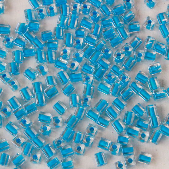 4mm Miyuki Cube Beads  - Blue Lined Crystal - 20 0r 60 grams