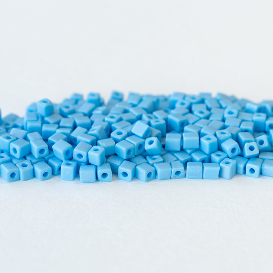 4mm Miyuki Cube Beads  - Opaque Blue Turquoise - 20 0r 40 grams