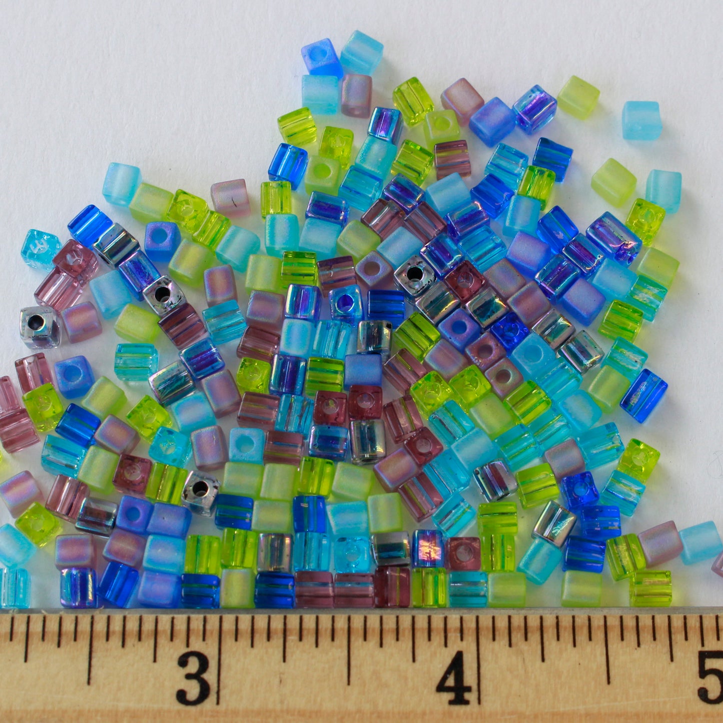 4mm Miyuki Cube Beads  - Jewel Tone Mixed Textures - 20 or 60 grams